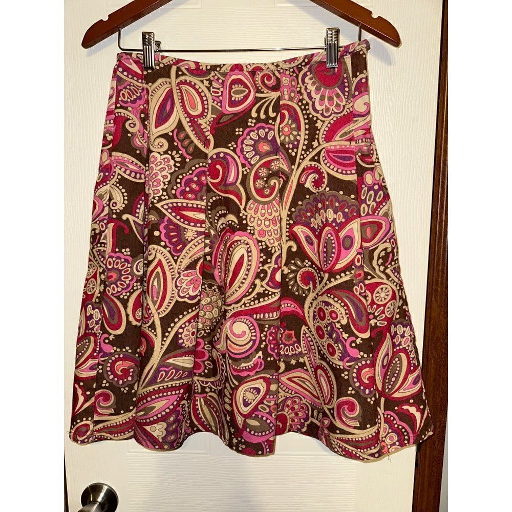 W Work to Weekend A-Line Geometric Multi-Color Pleated‎ Skirt Size 4
